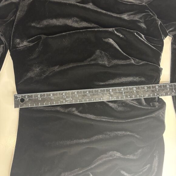 Xscape Shoulder Cutout Long Sleeve Velvet Maxi Dress Size 8 Ruched Whimsigoth - Picture 3 of 9